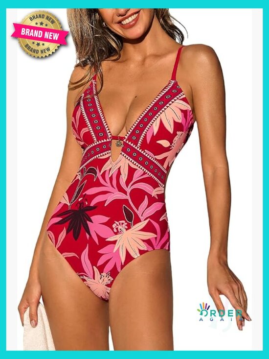 Other - Deep V Plunging Neck Monokini One Piece Swimsuit Cutout Tie Back